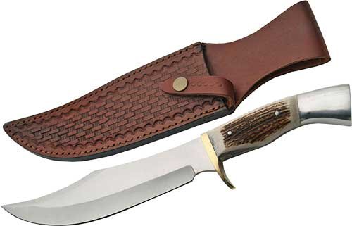 Buy SZCO SS3320 Steel Stag 8" Iron Cougar Deer Antler Handle SS Blade online