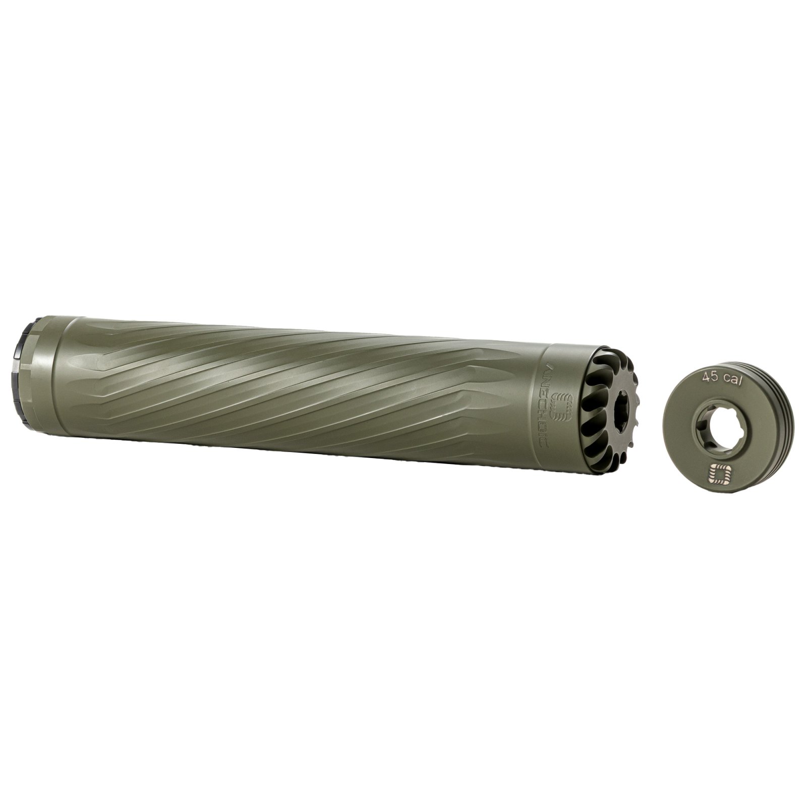 ANECHOIC X-45-OD Suppressor, 458 Win Mag/45 Cal, Titanium, Olive Drab - ANECHOIC - .458 Win Mag