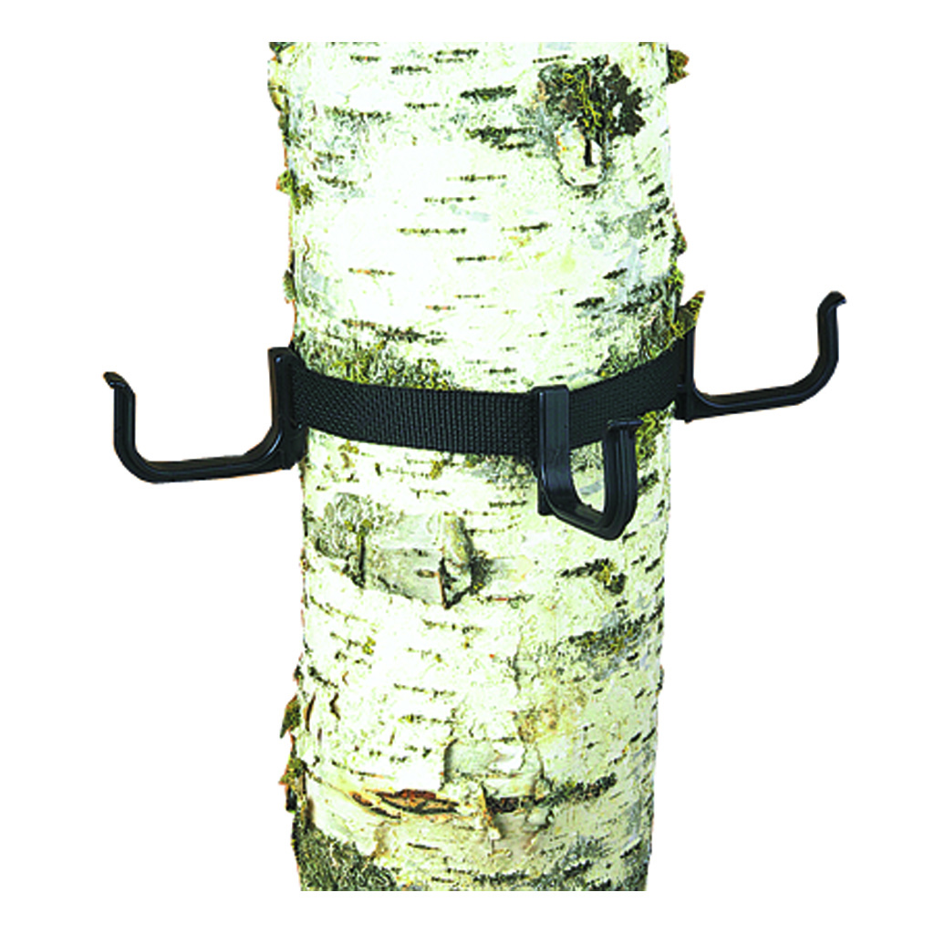 Pine Ridge Hunt-n-Gear Hanger - Model 2530 - Black - Easy Solution for Hanging Calls - Nylon Strap - Three Moveable Hooks - Fits Trees up to 18" Diameter