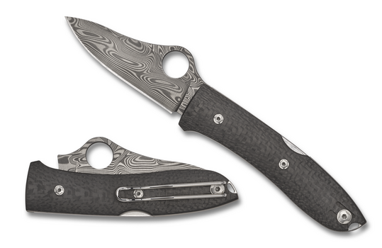 Spyderco C255CFPD SpyOpera 2.90" Damasteel Carbon Fiber Back Lock Knife