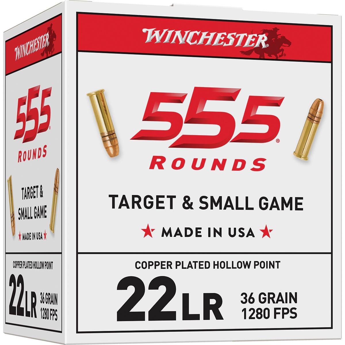 Winchester 22LR555HP 22 Long Rifle 36 Grain Copper Plated Hollow Point 555 