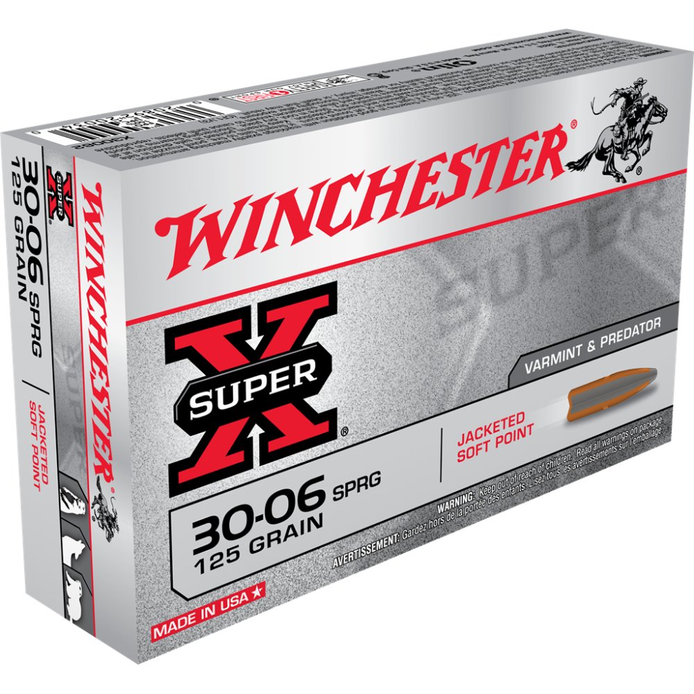 Winchester Ammo X30062 Super X 30-06 Springfield 125 gr Jacketed Soft Point (JSP) 20 Per Box/ 10 Cs - Winchester - POINTED SOFT POINT