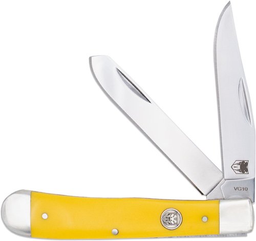 COBRATEC TRAPPER TWO BLADE G-10 YELLOW DELRIN/SS SLIP JNT - CobraTec Knives