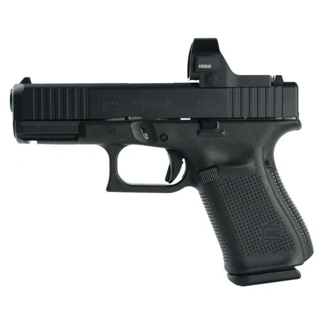 Glock V-Series Model 19 Handgun 9mm Luger 15rd Magazines (3) 4.02 Barrel Black Viridian RFX35 Green Dot US Made - Glock - 9mm
