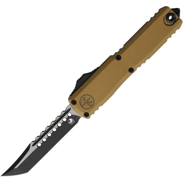 Microtech UTX-70 G4 Hellhound 2.5 In Black Tan Aluminum Handle