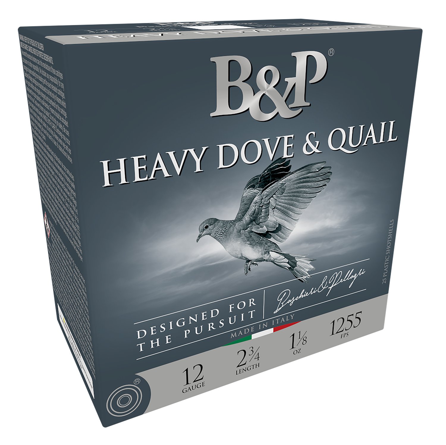 B&P Dove & Quail Shotshells- 12 ga 2-3/4 In 1-1/8 oz #7.5 1255 fps 25/ct - Baschieri & Pellagri - 12 Gauge