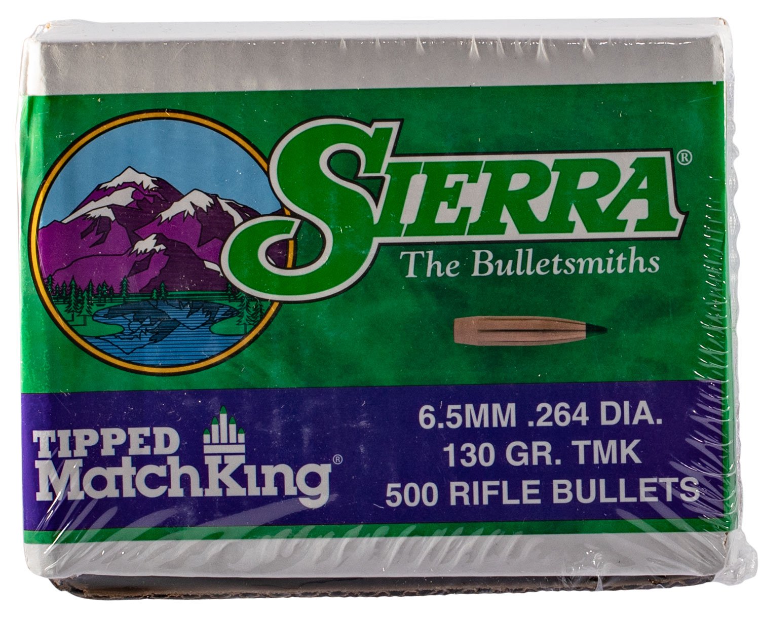 Sierra MatchKing .264 Caliber 130gr Tipped Bullet, 500/box, High Ballistic Coefficient, Reliable Feeding - Sierra Bullets - .264