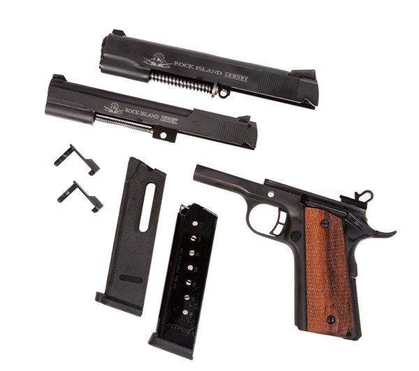 Rock Island 51937 XT Standard Combo 45 ACP/22 LR, 5" Barrel, 8+1/10+1 Capacity, Black Parkerized Steel Frame, Beavertail, Low Profile Sights, Rubber Grip - Rock Island Armory - 22 LR | 45 ACP