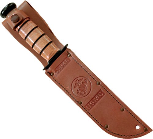 Buy KA-BAR 1218 USMC Fighting Knife 7" BL/PS Leather Handle 1095 Cro-Van online