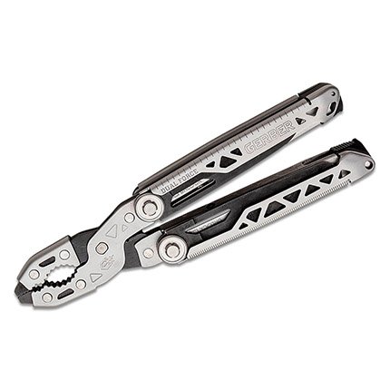 Gerber DualForce Mult-Tool BLK - Blunt-nose Pliers, Wire Cutter, Stripper, 3.25" PL Blade, Center Driver Saw, File, Chisel Edge, #1/#2 Cross Driver, Medium Flat Driver, 8"/20cm Ruler - GERBER