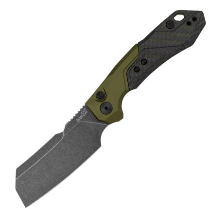 Kershaw Launch14 3.375" Cleaver - BW/PL, Aluminum Olive Carbon Fiber Handle