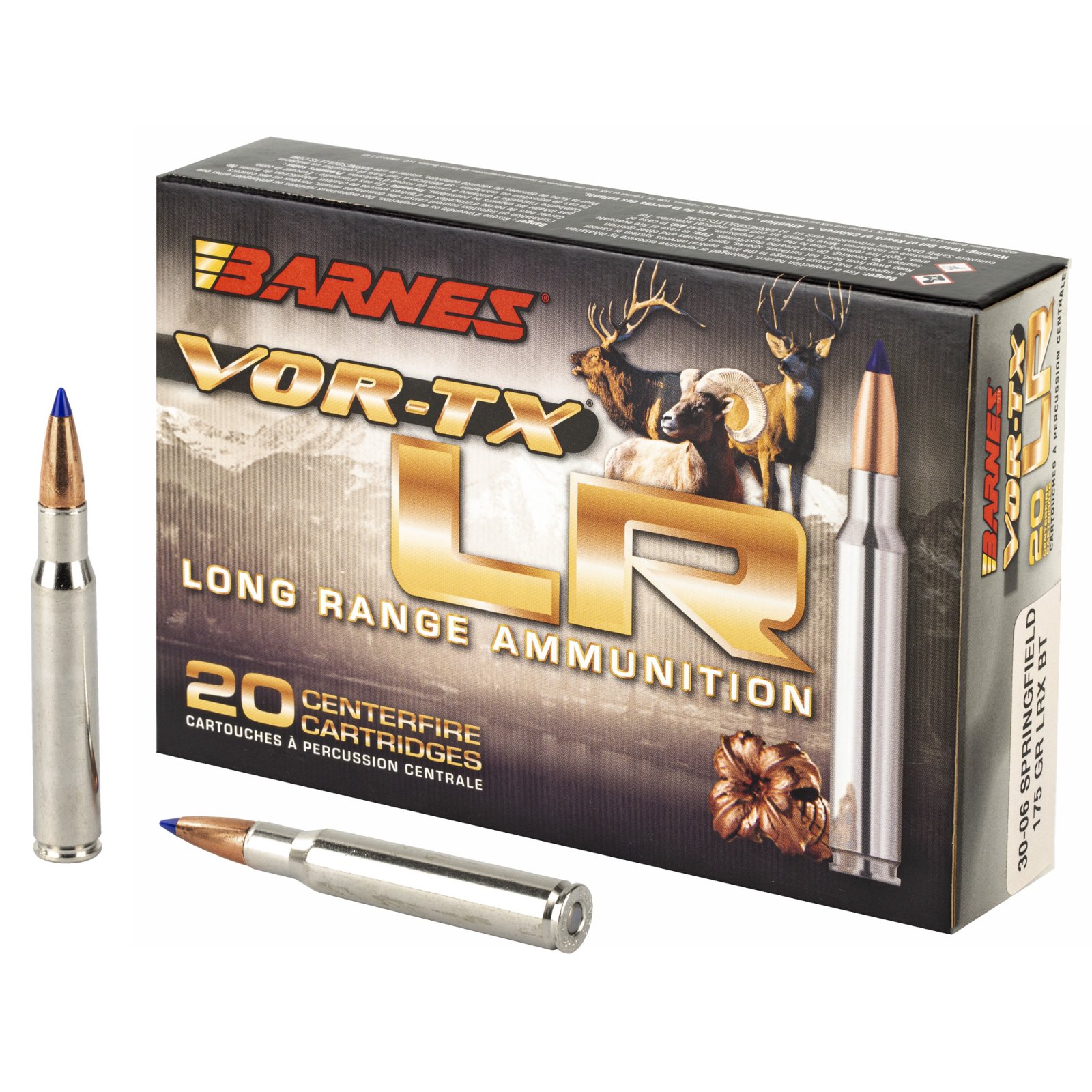 Barnes 30748 .30-06 Springfield 175GR LRX Boat Tail Ammo 20 Rounds