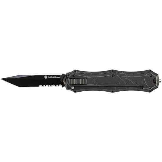 Smith & Wesson SWOTF9TBS OTF Assist Tanto Serrated Knife 3.6" Blade