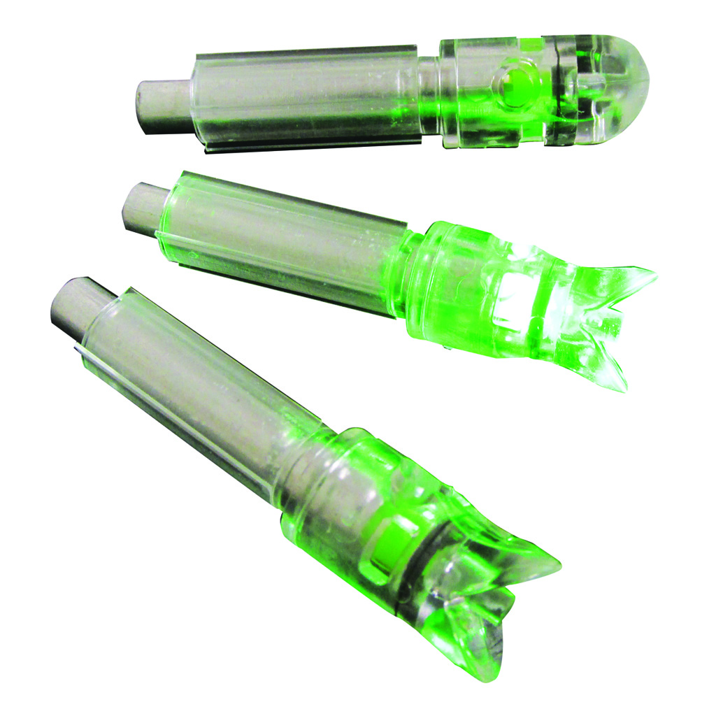 GWS 73000 Green Lighted Crossbow Nocks, 3-Pack, Plunger Activated, Side-Off Function, .297-.302 I.D Bolt Size, 30 Grains