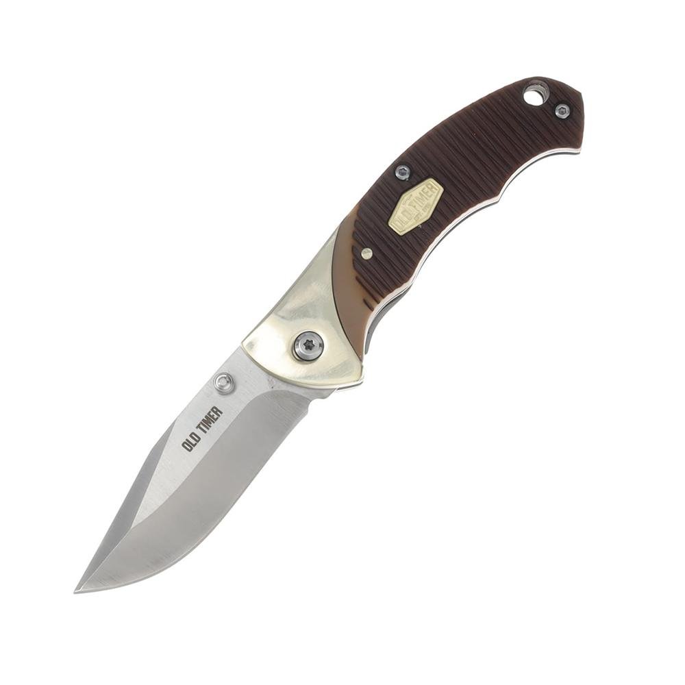 Old Timer Clip Folding Knife 2-3/4 Clip Point Blade Brown