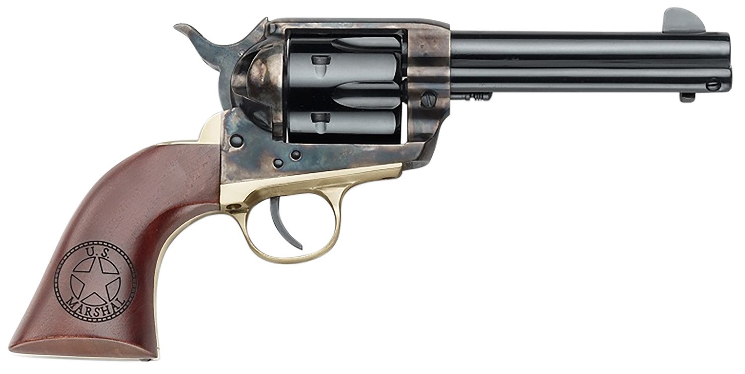 Pietta 1873 US Marshall Tribute Handgun, .357 Mag, 6-Round, 4.75" Barrel, Engraved Walnut Grip, Casehardened Brass