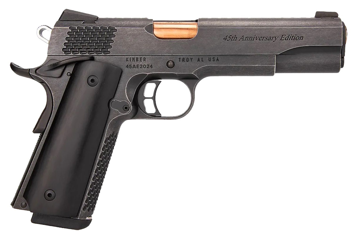 Kimber America 45TH Anniversary 1911 45 ACP 5" Barrel Distressed Blue & Buffalo Horn Grips