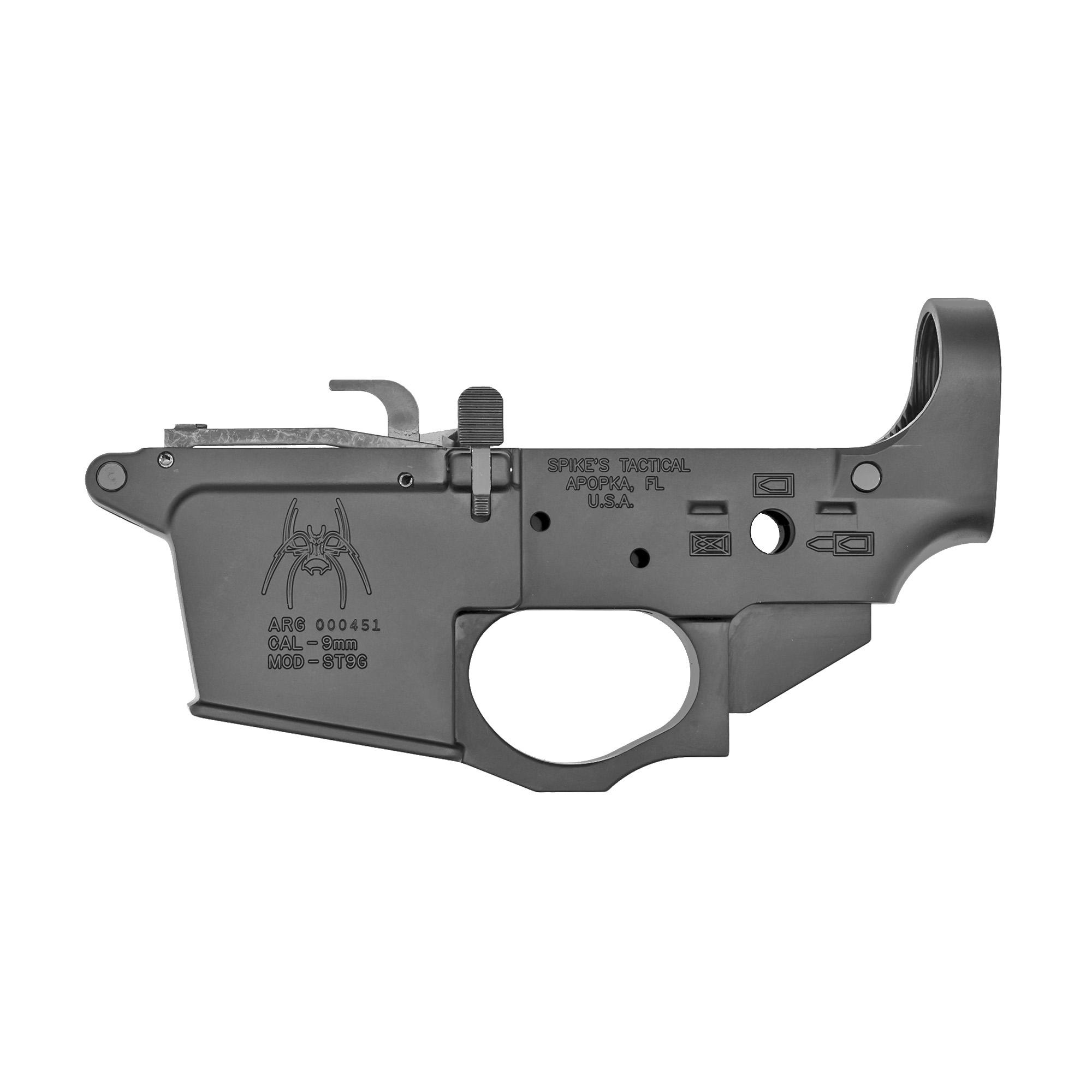 Spikes Tactical STLS920 Spider Stripped Lower Receiver 9mm Luger 7075-T6...