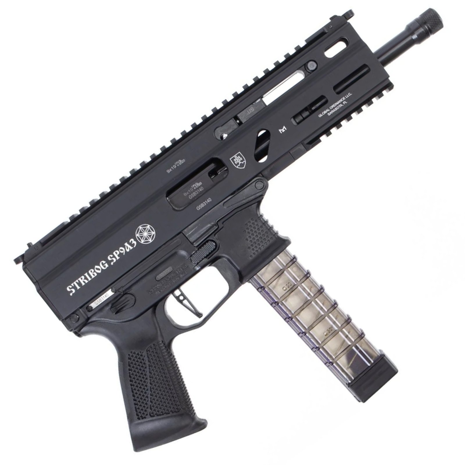 Grand Power Stribog SP9A3 9mm 8" Barrel Flip-Up Sights Black 3x30rd Mags - Grand Power