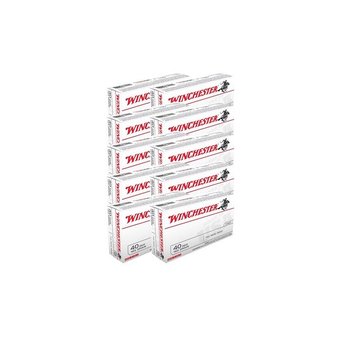 Winchester USA WHITE BOX 40 S&W 165GR FMJFN 500/CASE
