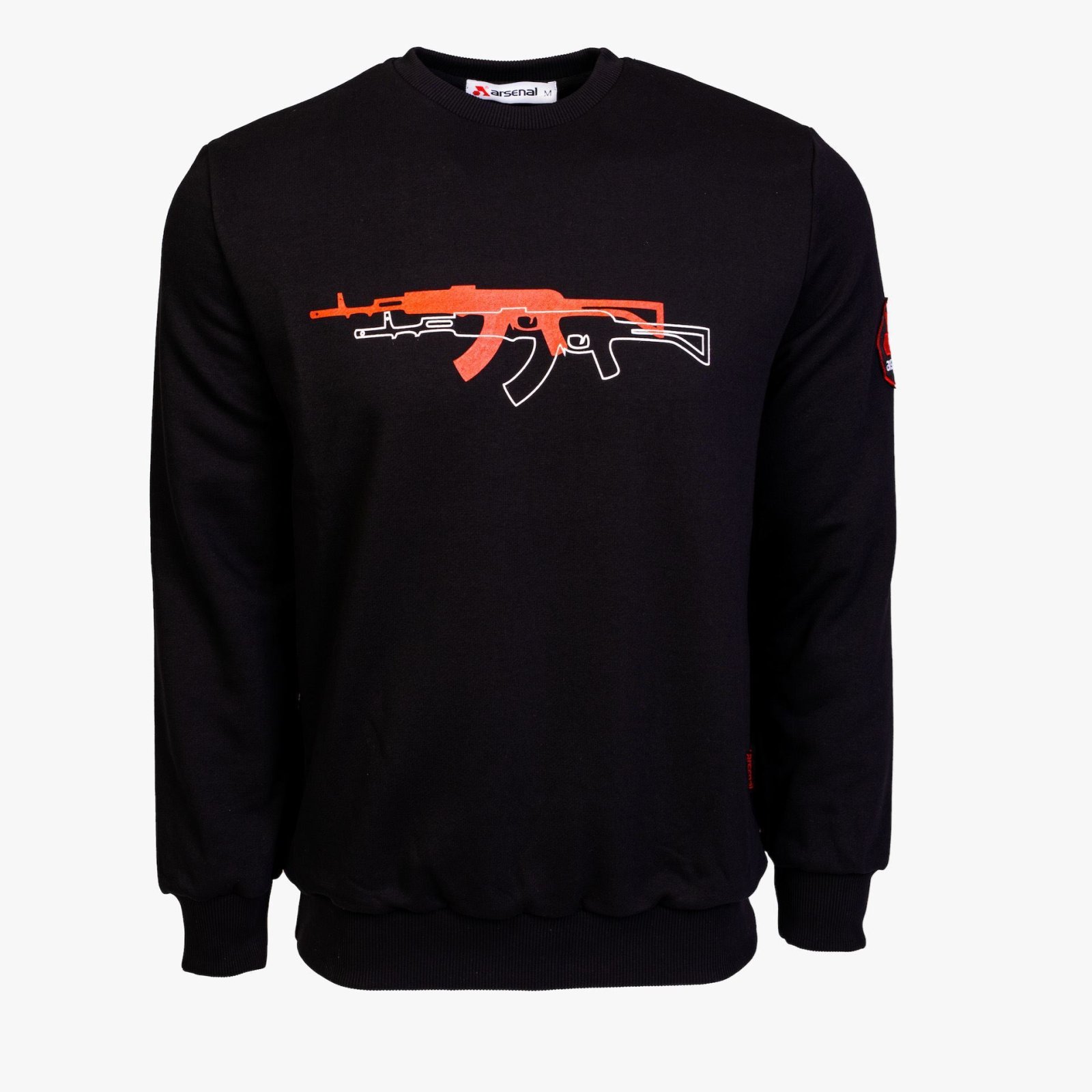 Arsenal Large Black Cotton-Poly Standard Fit Graphic Pullover Sweater - Arsenal