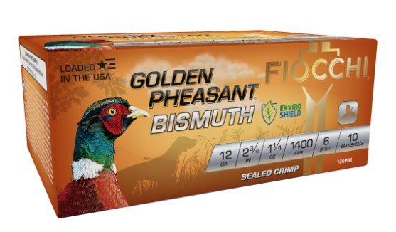 Fiocchi Golden Pheasant Bismuth #6 12 Ga 3" 1.25oz 1400fps 10rd Ammo 12GPB6