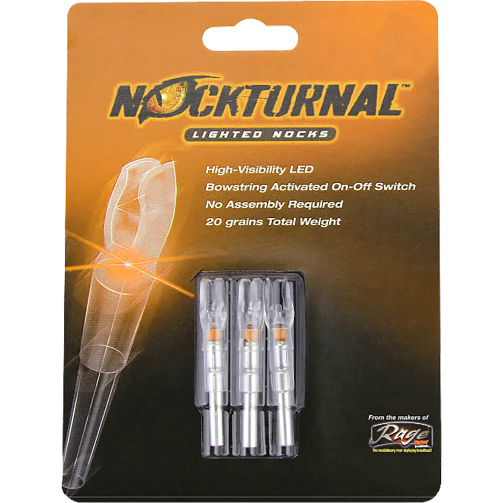 Nockturnal NT-615 Lighted Nocks Orange G 3pk, Ultralight, Clear Plastic
