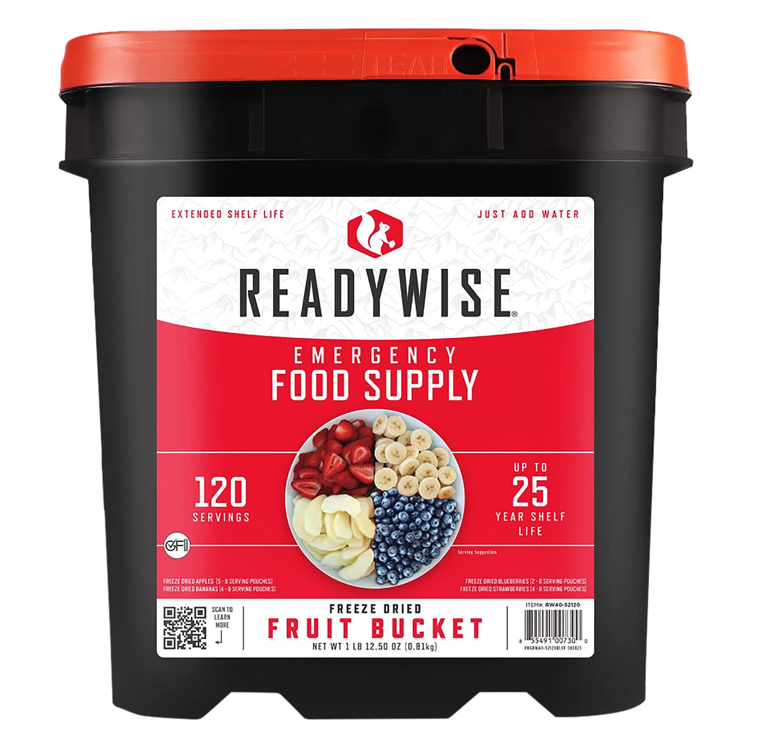 ReadyWise 120-Serving Freeze Dried Fruit Bundle: Stackable, Easy-Transport, Long Shelf Life