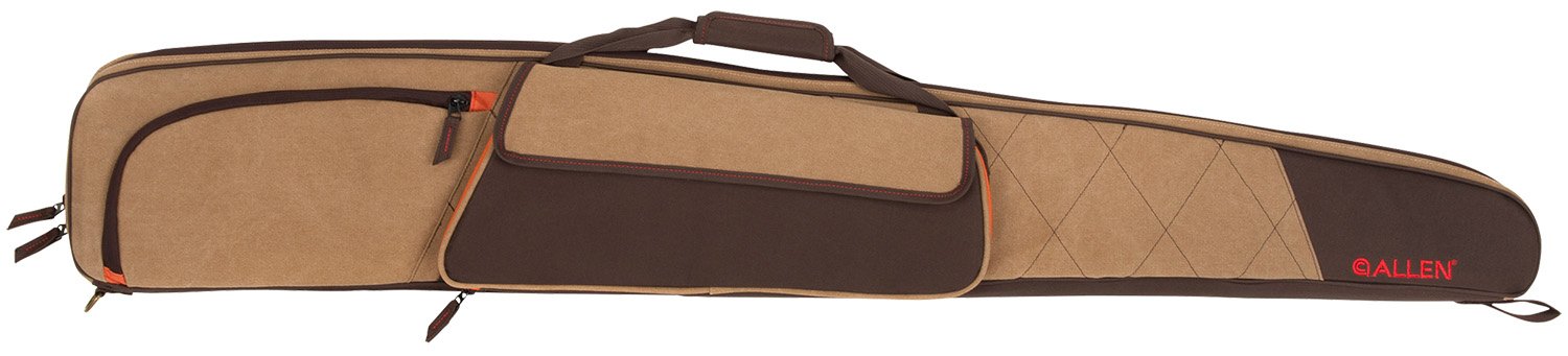 Allen Humbolt Shotgun Case 52 in Tan Cotton Canvas Lockable Padded Handle - Allen Company - TAN W/BROWN PANELS & TRIM