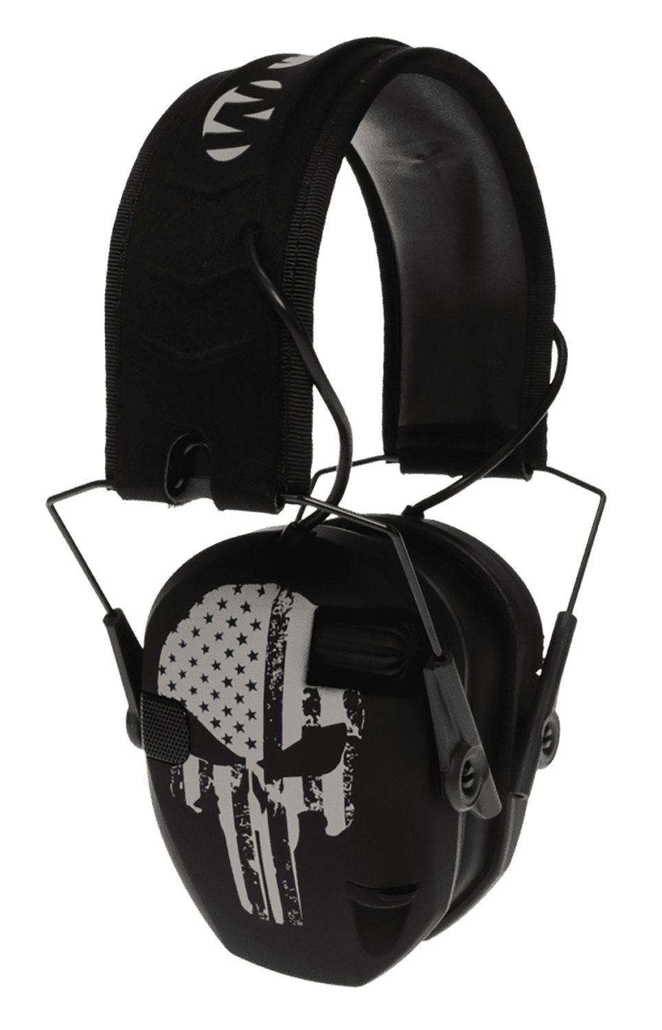 Walker's WPRSEMFSPUN Razor Slim Electronic Muff 23 dB Black Punisher Flag - Walker's