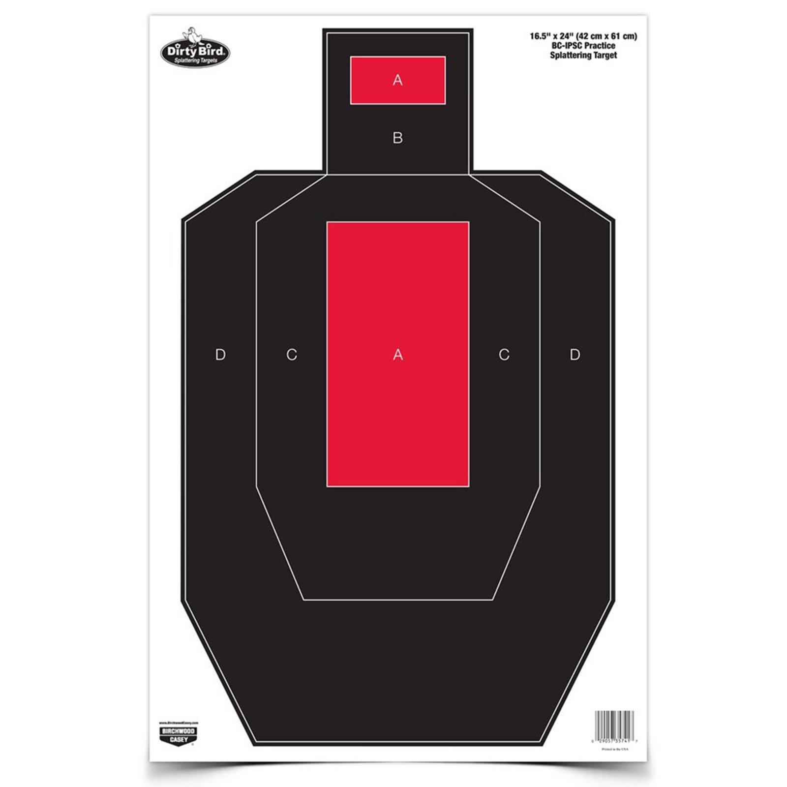 Birchwood Casey 35743 Dirty Bird IPSC Target 16.5 x 24 Red Black 3 Pack