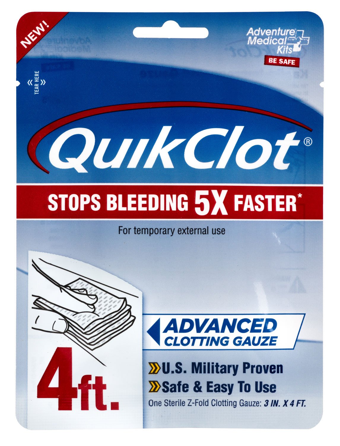 Adventure Medical Kits QuikClot Stop Bleeding Gauze 3" x 48" White - AMK