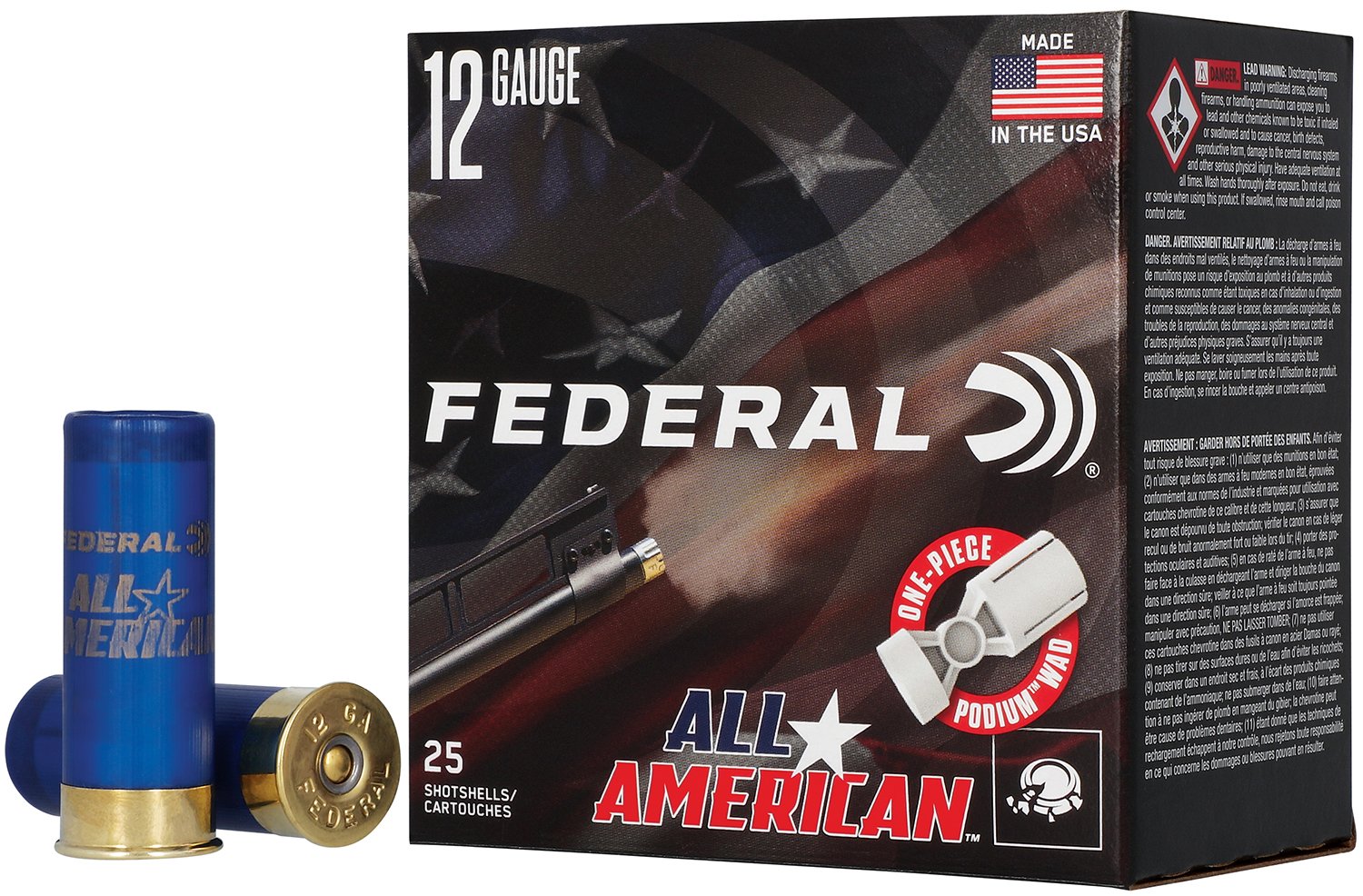 Federal FAA12H8 All-American 12Gauge 2.75" 1 1/8oz 8Shot 25 Per Box/10 Case - Federal Premium Ammunition - 12 GAUGE