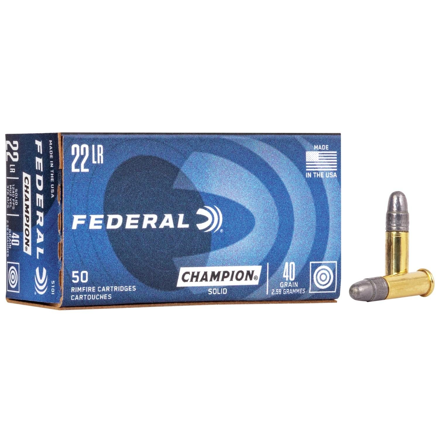 Federal 510 Champion Training Rimfire 22LR 40gr Lead Round Nose 50 Per...