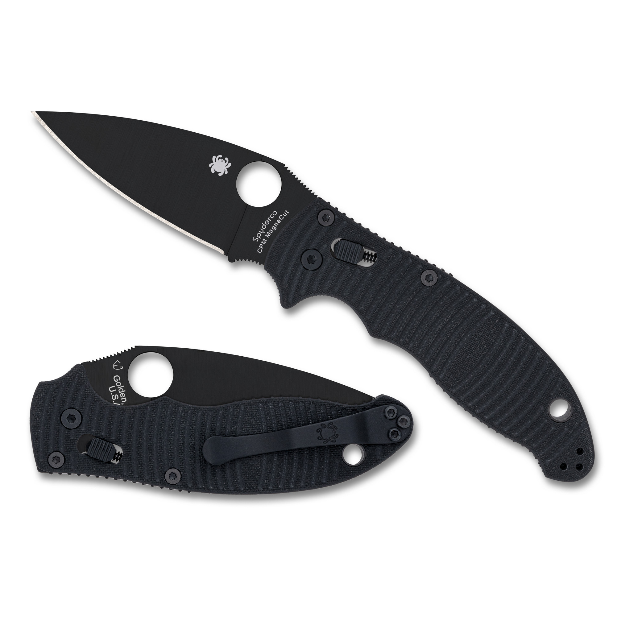 Spyderco C101GMCBKP2 Manix 2 Salt 3.37" Black CPM MagnaCut G-10 Handle - Spyderco