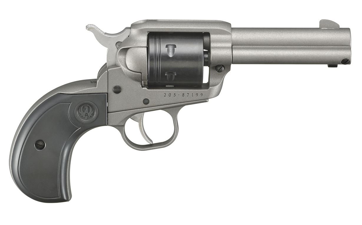 Ruger Wrangler 2016, 3.75" Silver Cerakote Barrel, .22 LR Revolver, Birdshead Synthetic Grip, 6-Round Capacity, Blade Front Sight, Integral Rear Sight - Ruger - 22 LR