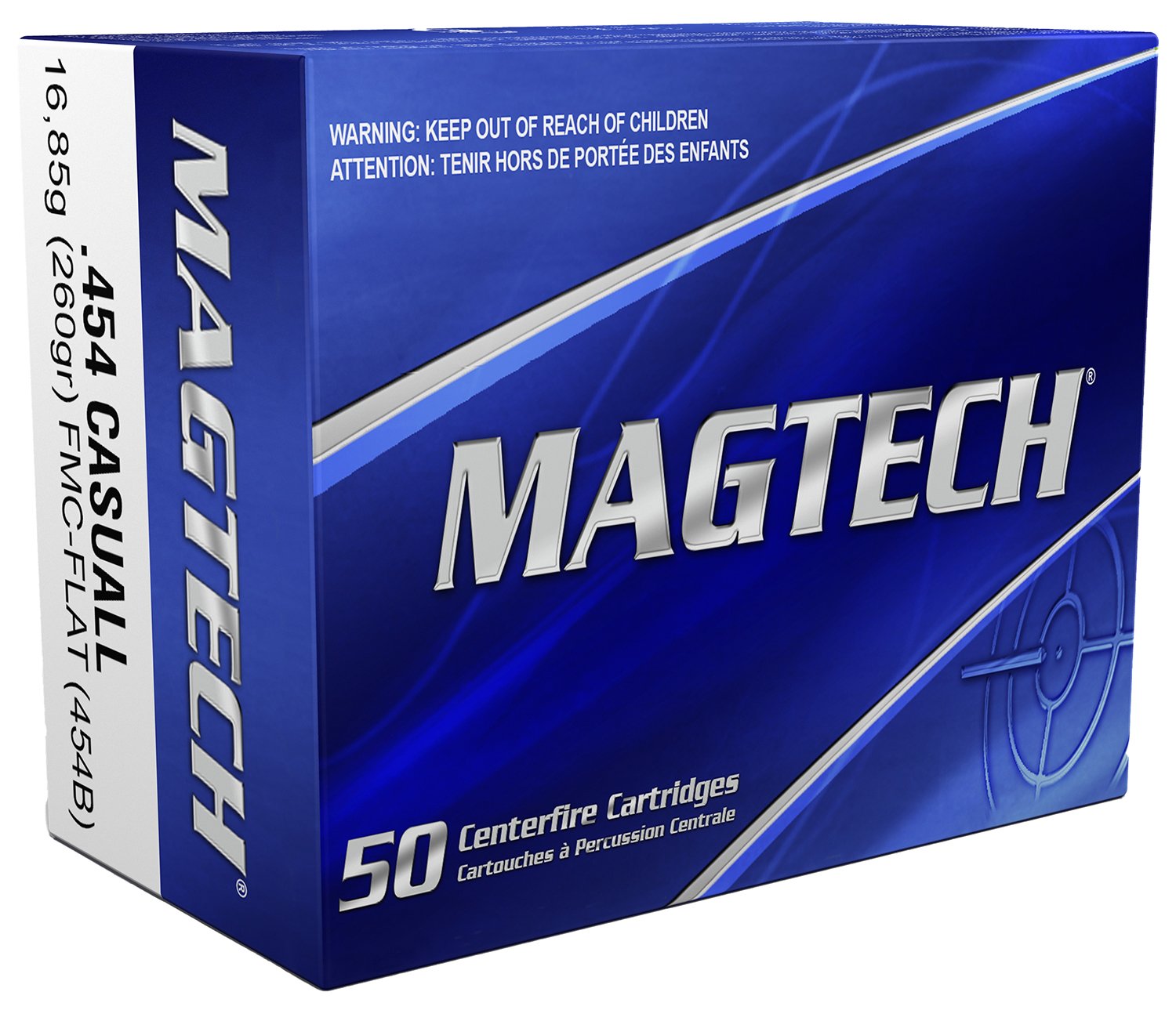 Magtech 454B 454 Casull 260gr FMJ Flat Nose Ammo 20/Box - Magtech Ammunition - FULL METAL JACKET FLAT NOSE