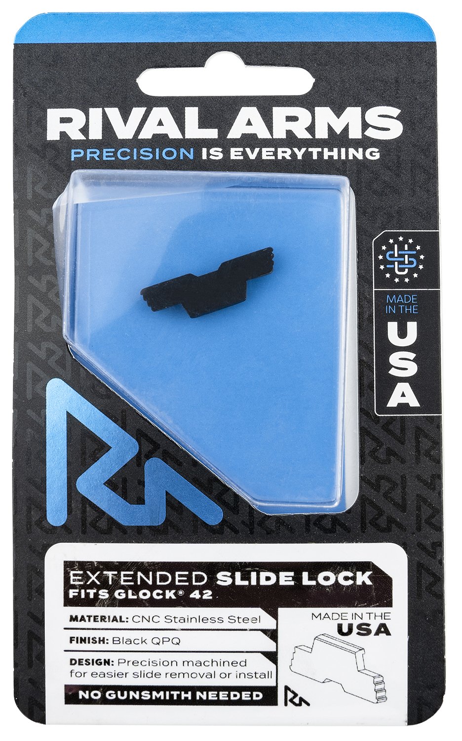 Buy Rival Arms RARA80G004A Slide Lock Extended Glock 42 Black Stainless Steel online