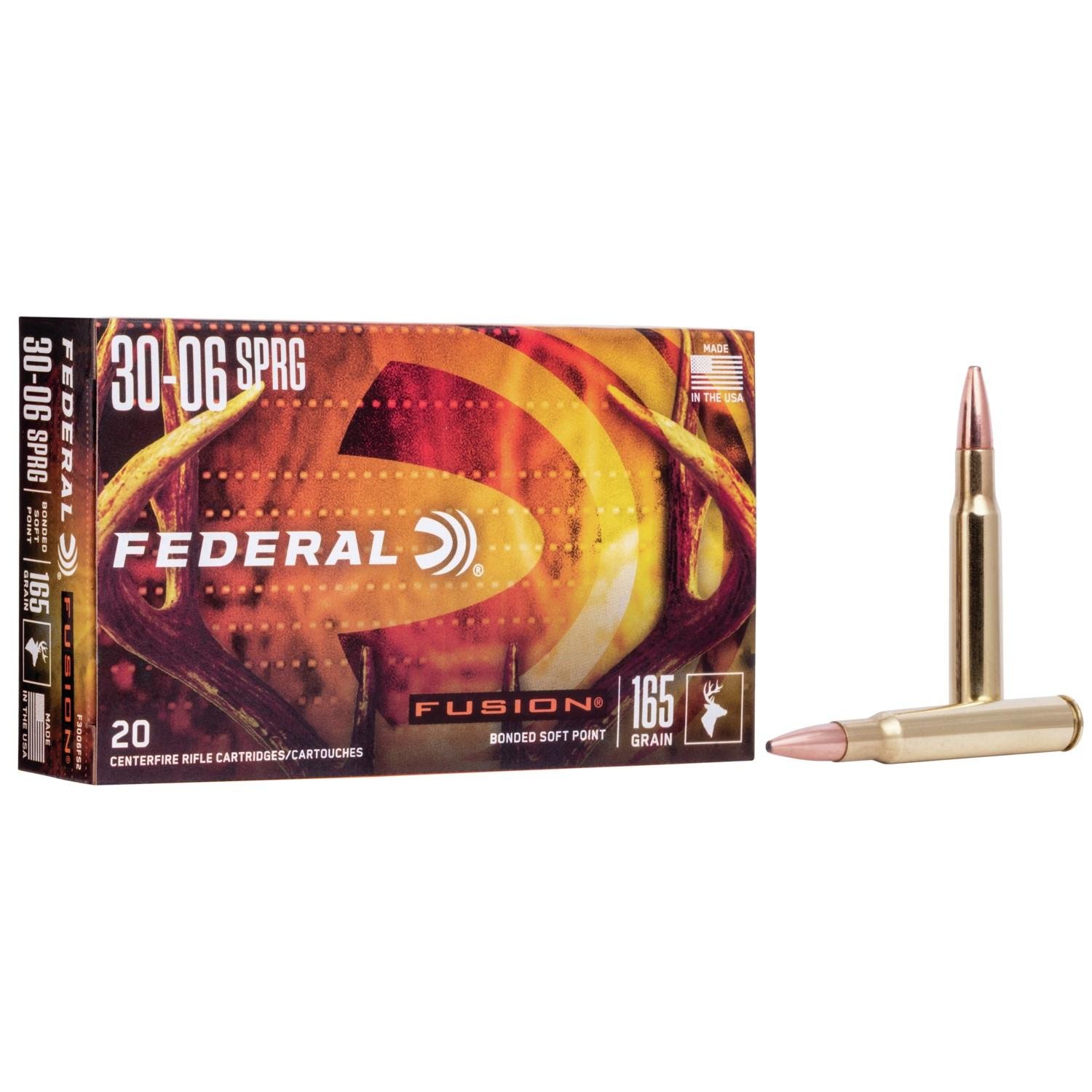 Federal F3006FS2 Fusion 30-06 Springfield 165 gr Soft Point Ammo 20/10 - Federal Premium Ammunition - BONDED SOFT POINT