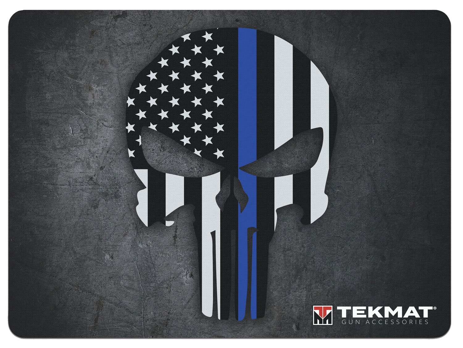 TekMat TEKR20PUNISHER Ultra 20 Cleaning Mat Black/White/Blue Rubber 15"x20" Blue Line Punisher Skull - TEKMAT