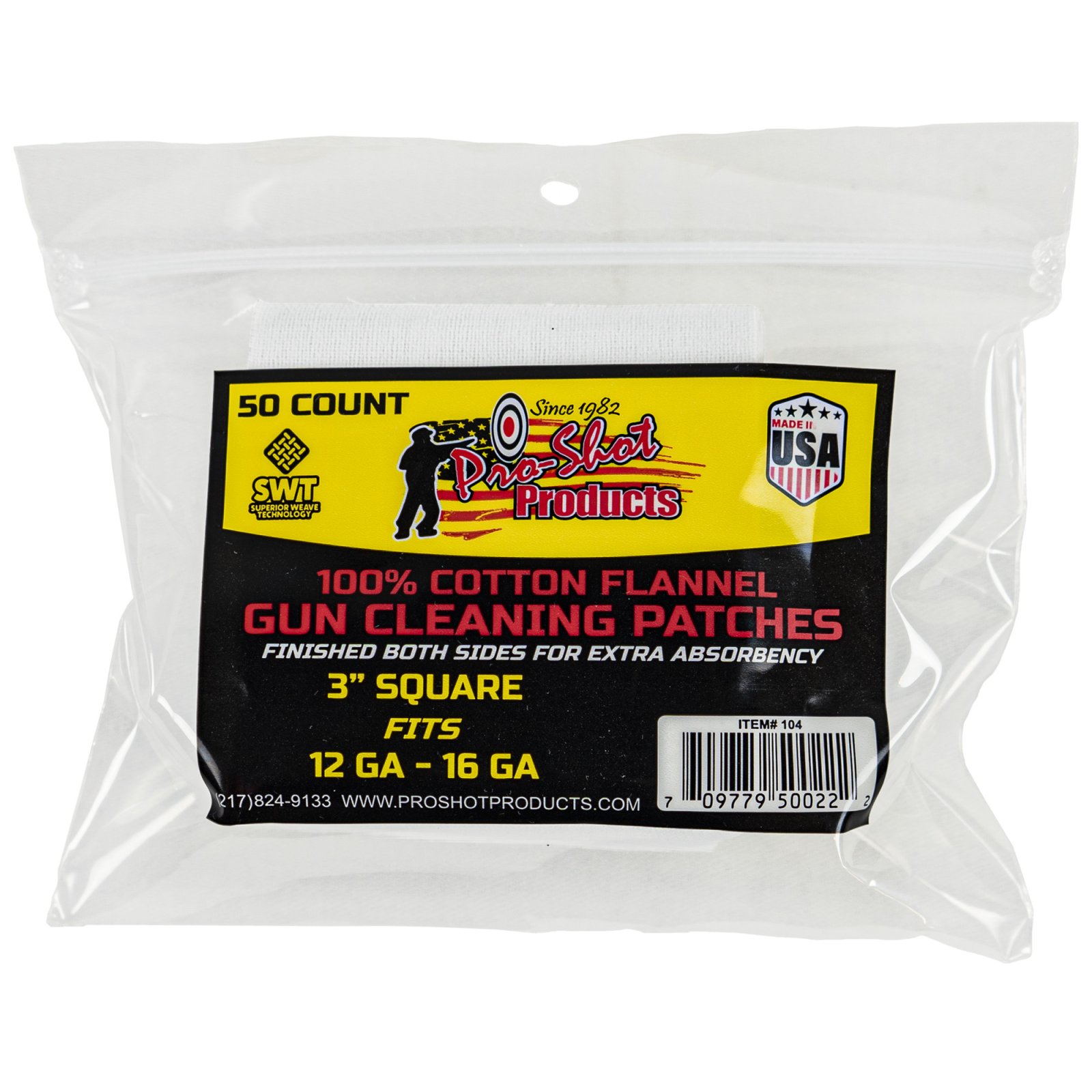 Buy Pro-Shot 100% Cotton Flannel Patches 12-16ga. 50-ct-709779500222 online