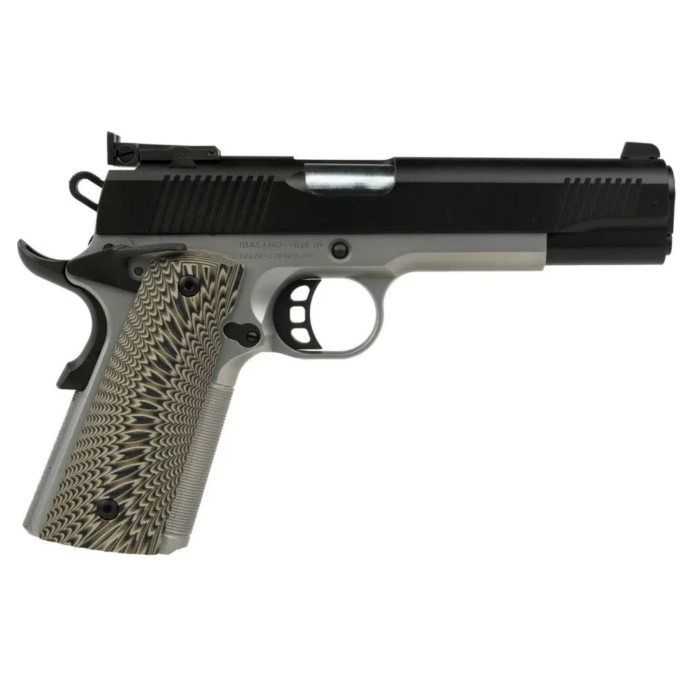 Tisas 1911 D10 10mm Stainless Steel Frame, Cerakote Black Slide, 5" Barrel, 8 Rounds, LPA Adjustable Sight, G10 Grips