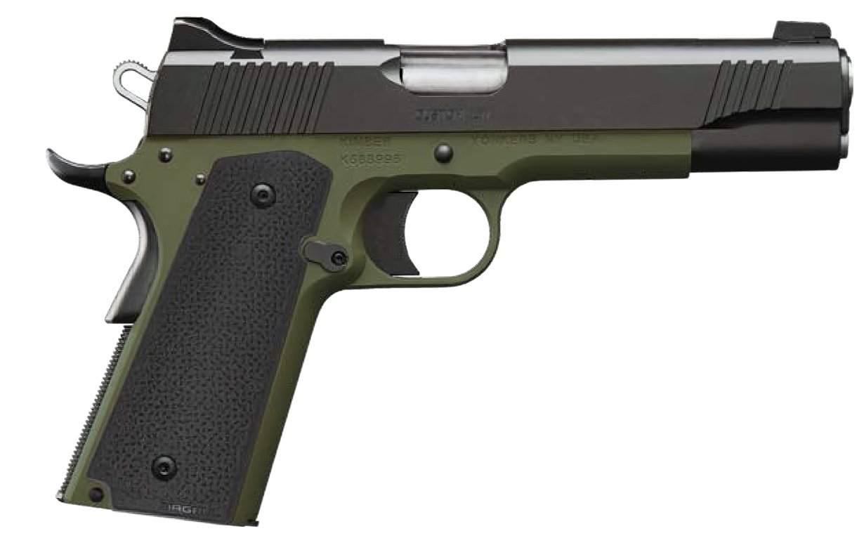 Kimber 3000464 Custom LW 45ACP 5" 8rd Black Slide Ranger Green Frame - Kimber Manufacturing, Inc. - .45 ACP
