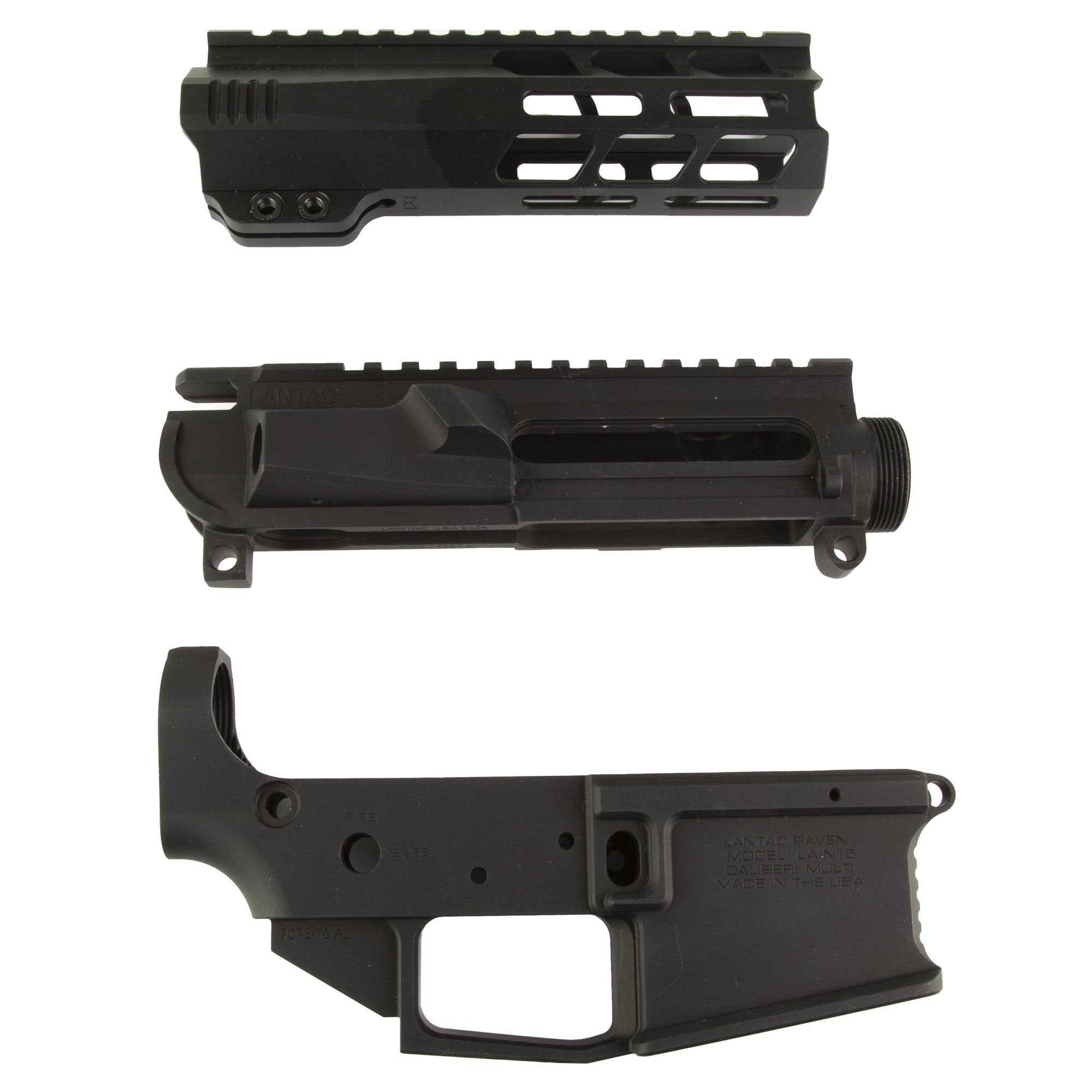 LanTac Raven AR-15 Billet Set - Anodized Black with 6.75" Spada M-LOK Rail