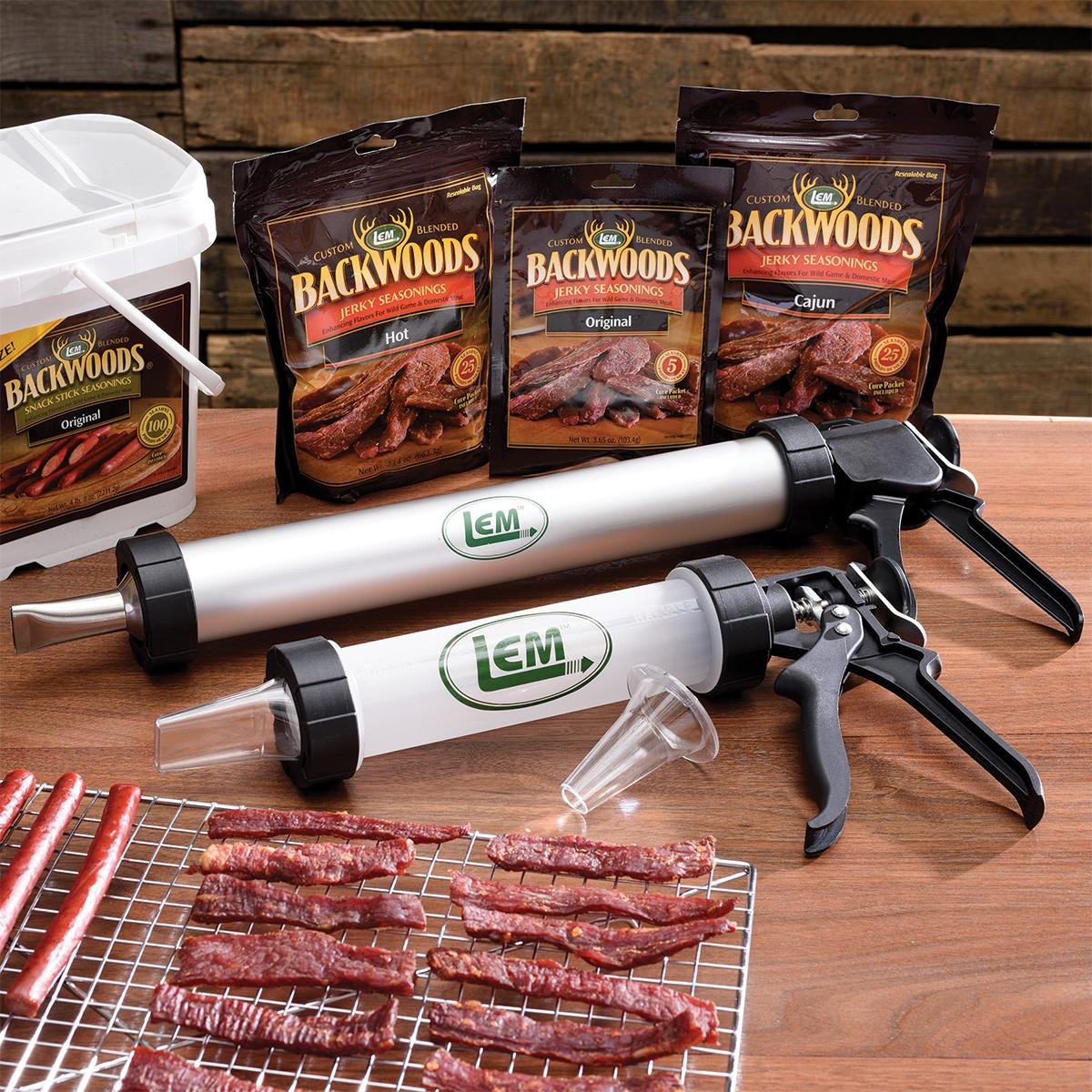 LEM Jerky Gun: Heavy Duty, Large Capacity with Nozzles & Seasoning Pack