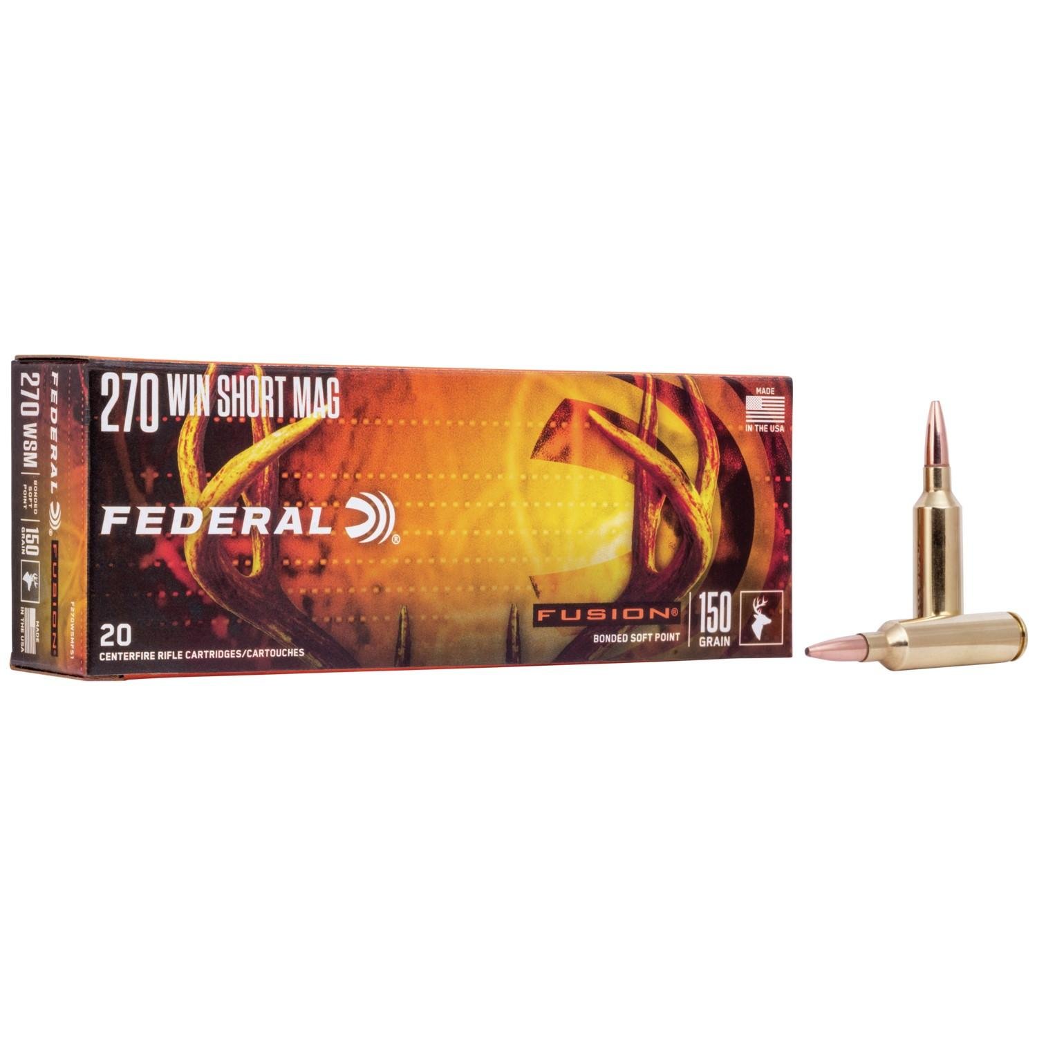 Federal Fusion F270WSMFS1 270 WSM 150 Grain Soft Point 20 Rounds - Federal Premium Ammunition - BONDED SOFT POINT