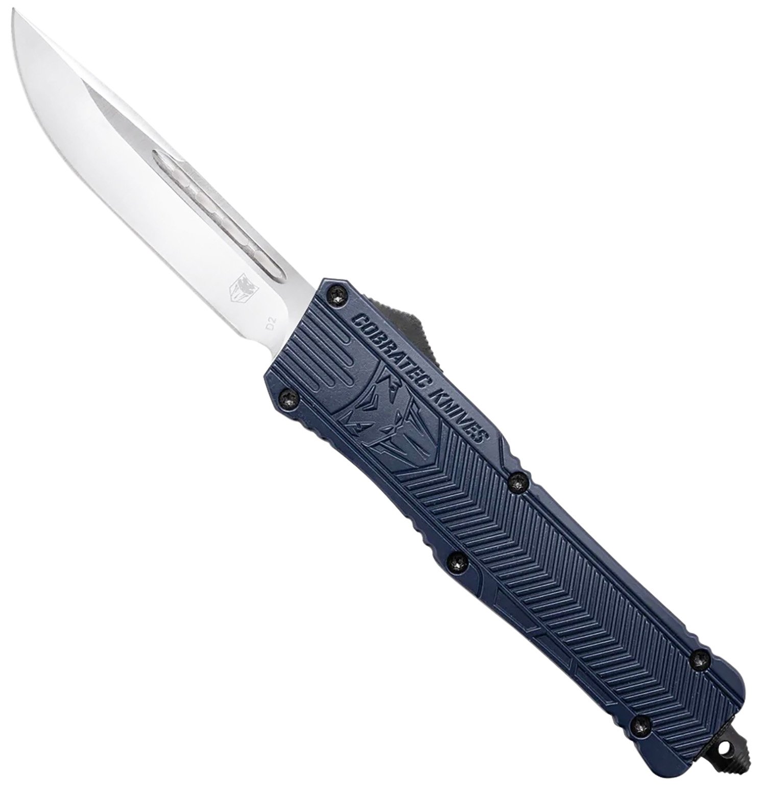 CobraTec LNYCCTK1LDNS CTK-1 Large 3.75" OTF D2 Blade NYPD Blue Handle - CobraTec Knives - DROP POINT