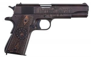 Auto Ordnance 1911BKOC6 Liberty Edition, .45 ACP, 5" Barrel, 7+1 Round, Custom Cerakote Brown/Black, Engraved Gadsden Flag, Goncalo Wood Grips - Auto-Ordnance - 45 ACP