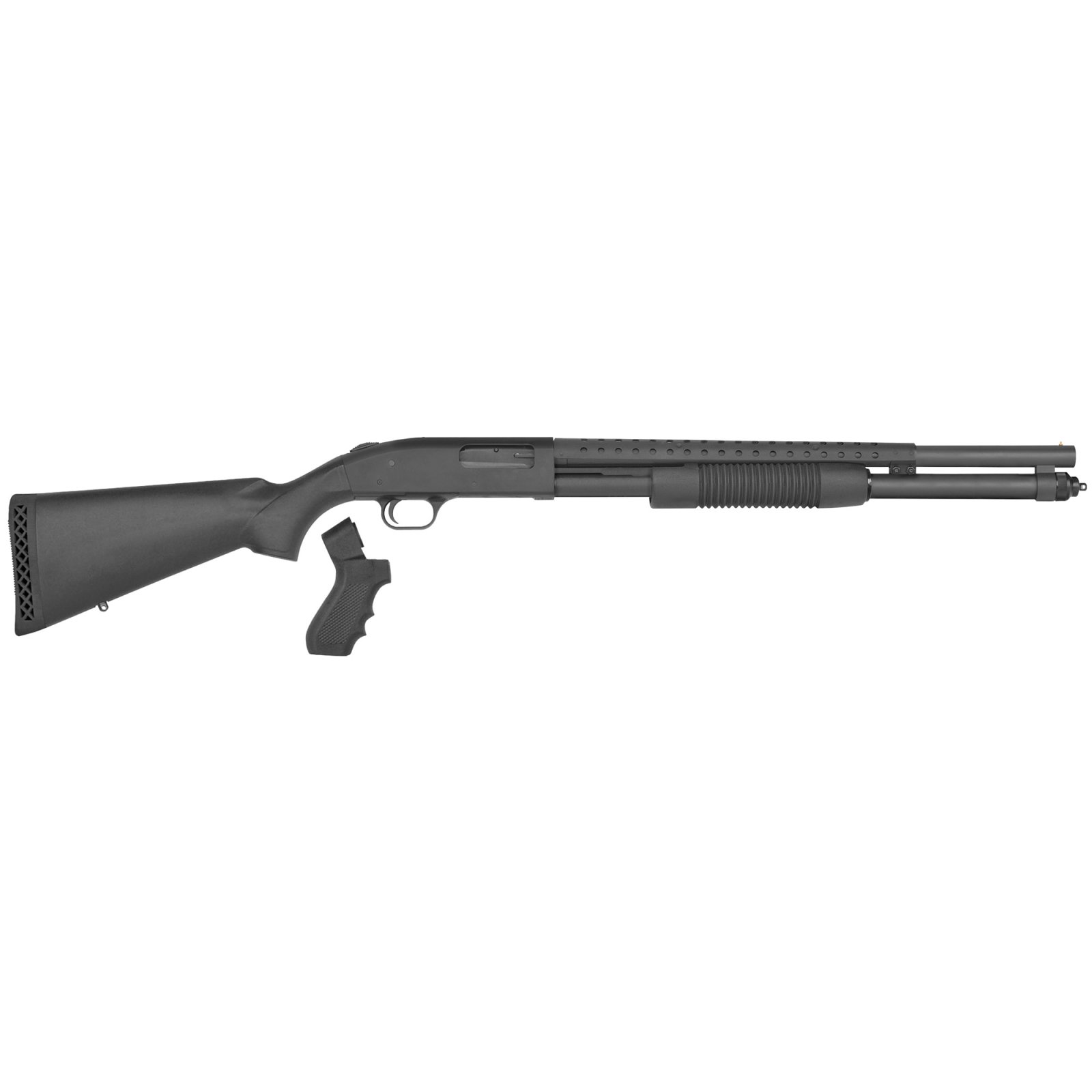 Mossberg 50694 590 Persuader 12 Gauge 3" 8+1 20" Cylinder Bore Heat-Shield Barrel Matte Blued Rec Black Synthetic Stock Includes Pistol Grip
