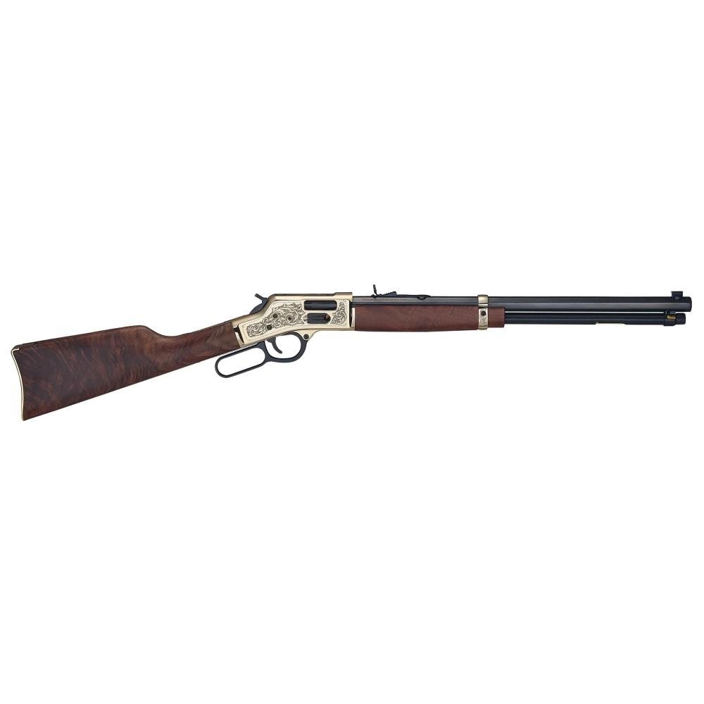 Henry H006GD Side Gate Deluxe 44 Mag/44 Spl 10+1 20" Blued Octagon Barrel, Engraved Polished Brass Rec, Semi-Fancy American Walnut Stock, Adj. Sight